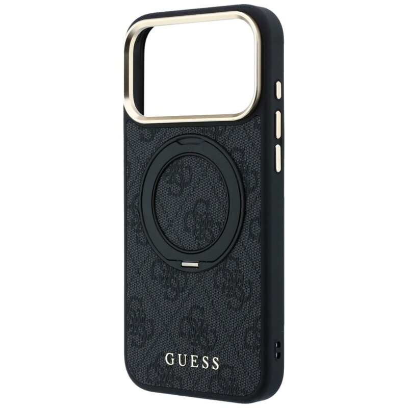 Husa Guess iPhone 17 Pro Ring Stand Classic Logo MagSafe, negru, GUHMP18L6PS4RSCLK