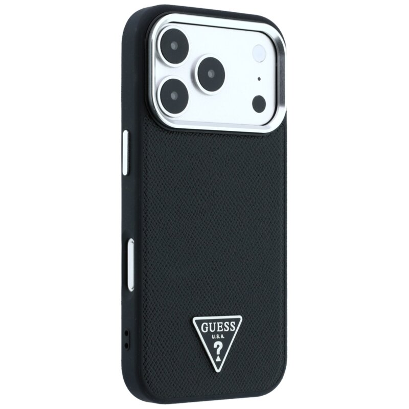 Husa originala Guess iPhone 17 Pro Grained Triangle Logo MagSafe, negru, GUHMP18LPGSMTLSK