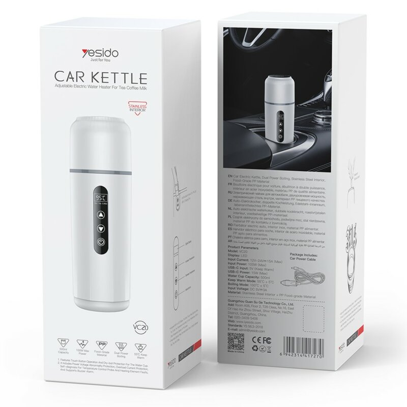 Fierbator auto electric 500ml cu display, Yesido VC20