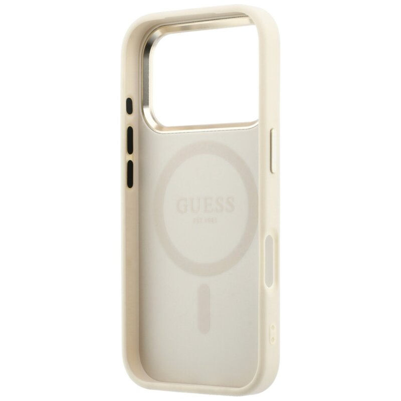 Husa Guess Saffiano Small 4G Classic MagSafe iPhone 18 Pro Max, bej, GUHMP18X6PSA4DME