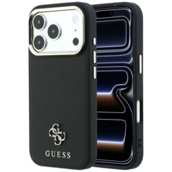 Husa Guess Saffiano Small 4G Classic MagSafe iPhone 18 Pro Max, negru, GUHMP18X6PSA4DMK