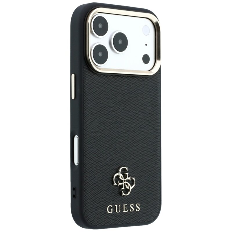 Husa Guess Saffiano Small 4G Classic MagSafe iPhone 18 Pro Max, negru, GUHMP18X6PSA4DMK