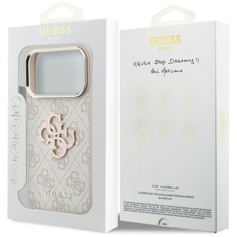 Husa originala Guess iPhone 18 Pro Max Hardcase 4G Big Resin Logo, roz, GUHCP18X6P4SRMLP