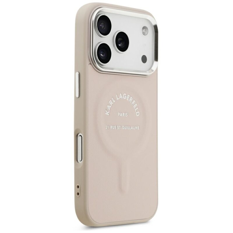 Husa iPhone 18 Pro Karl Lagerfeld Leather Ring Karl RSG Logo MagSafe, roz, KLHMP18LPSKRSGEP