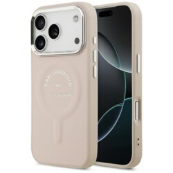 Husa iPhone 17 Pro Karl Lagerfeld Leather Ring Karl RSG Logo MagSafe, roz, KLHMP18LPSKRSGEP