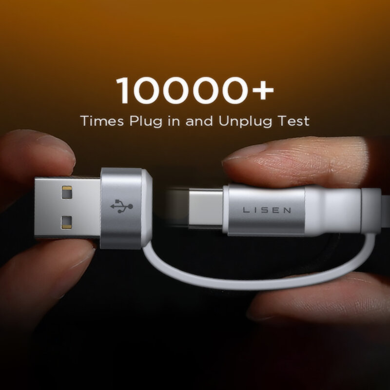 Cablu de date 4in1 60W USB/Type-C la USB-C/Lightning Lisen, 1m, alb