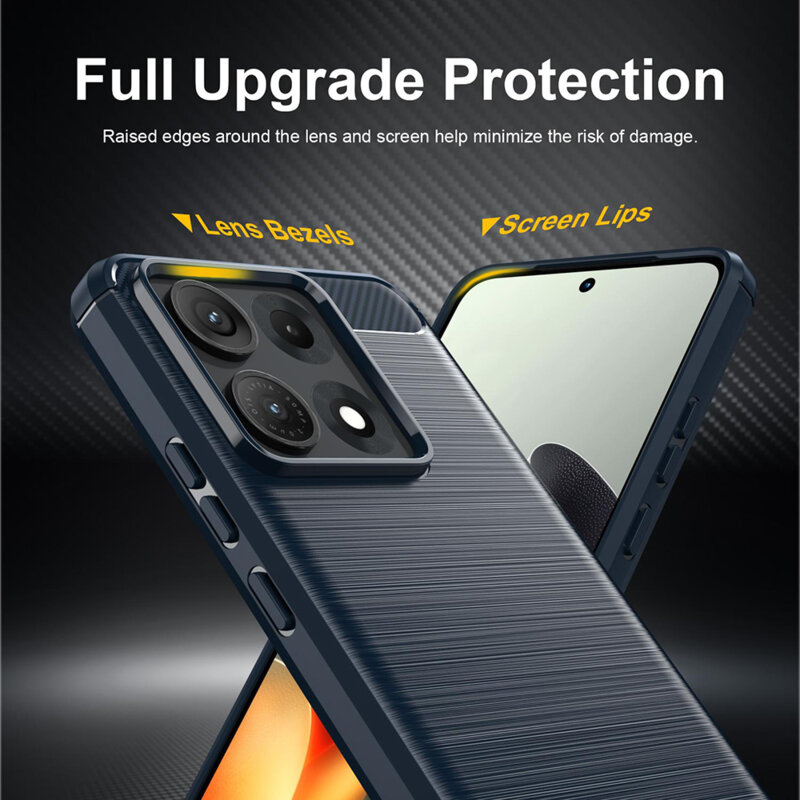 Husa Motorola Edge 70 Max Techsuit Carbon Silicone, albastru