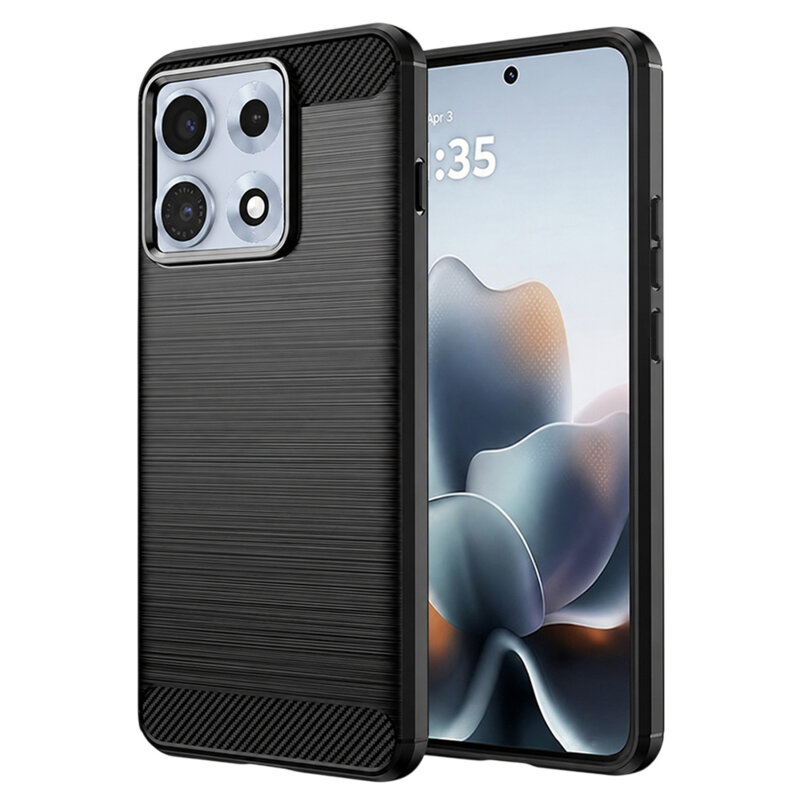 Husa Motorola Edge 70 Max Techsuit Carbon Silicone, negru