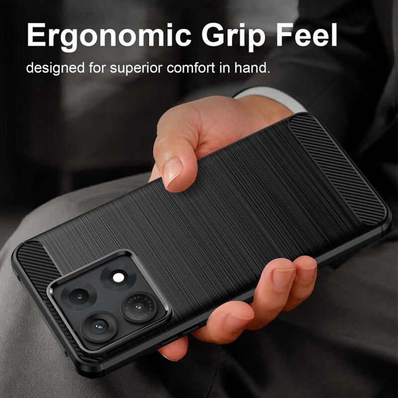 Husa Motorola Edge 70 Max Techsuit Carbon Silicone, negru