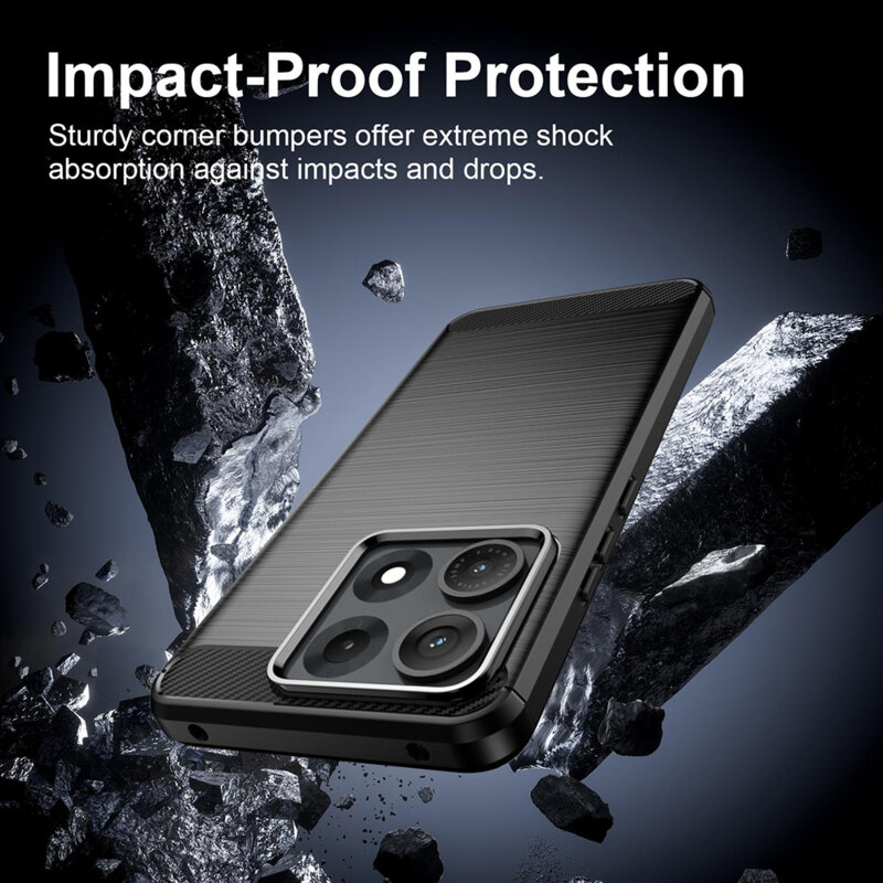 Husa Motorola Edge 70 Max Techsuit Carbon Silicone, negru
