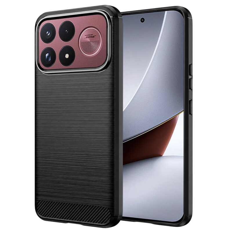 Husa Xiaomi Poco F9 Ultra Techsuit Carbon Silicone, negru