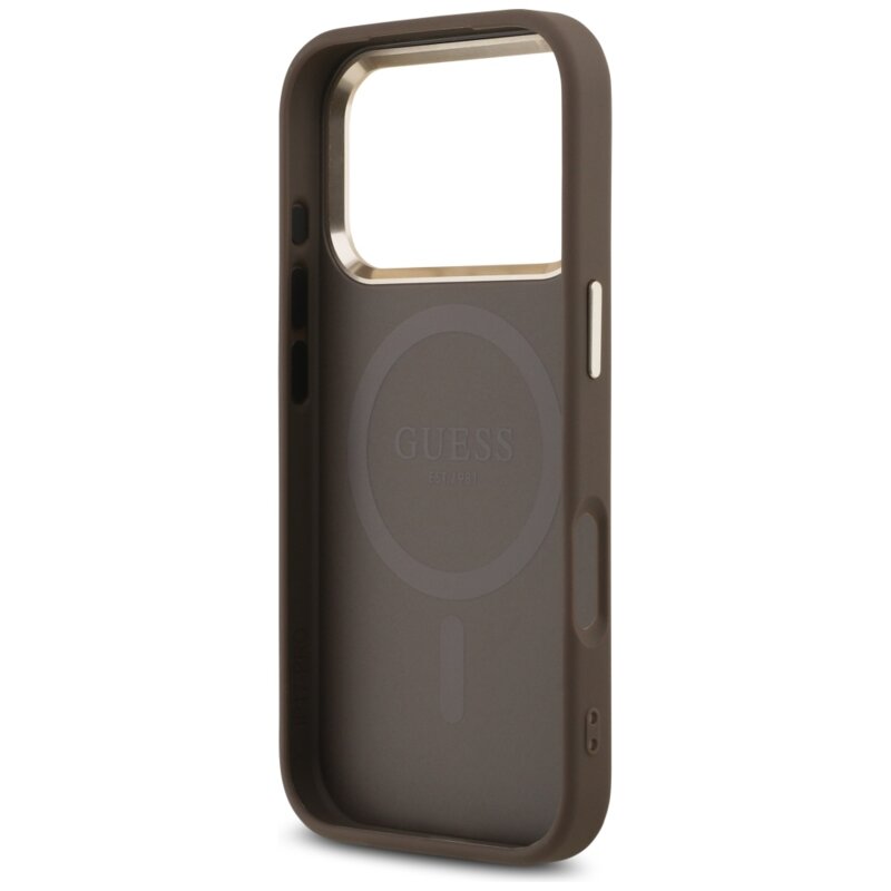 Husa originala Guess iPhone 18 Pro Max Hardcase 4G Triangle Logo MagSafe, maro, GUHMP18XP4GTDGMW