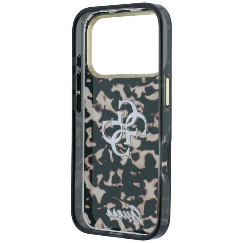 Husa Guess IML 4G Metal Script iPhone 18 Pro Max, Tortoise Print, GUHCP18X6HT4SMW