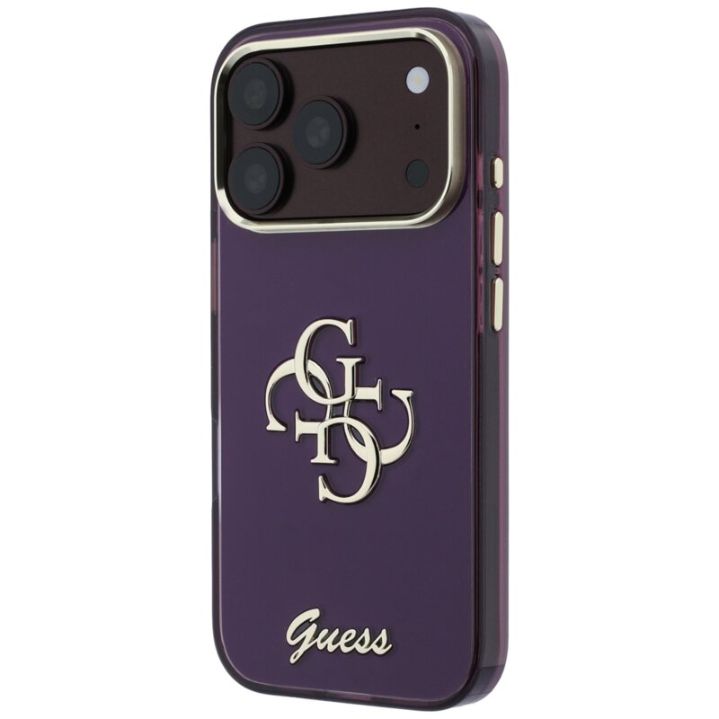 Husa Guess IML 4G Metal Script iPhone 18 Pro, bordo, GUHCP18L5HC4MLSU