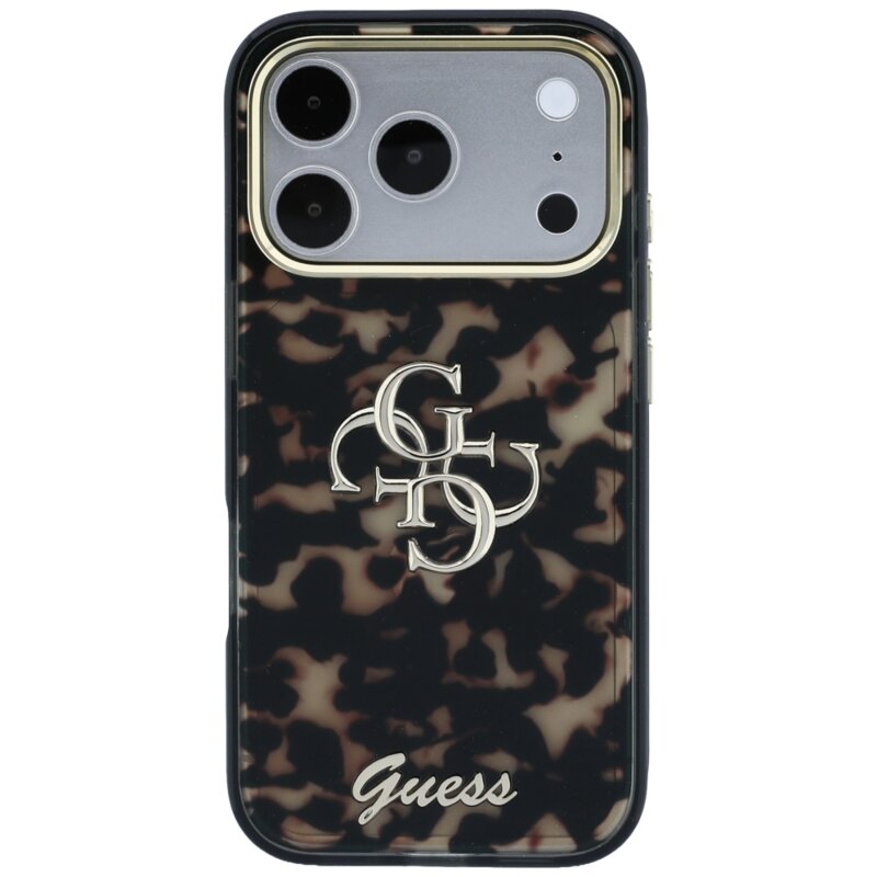 Husa Guess IML 4G Metal Script iPhone 18 Pro, Tortoise Print, GUHCP18L6HT4SMW