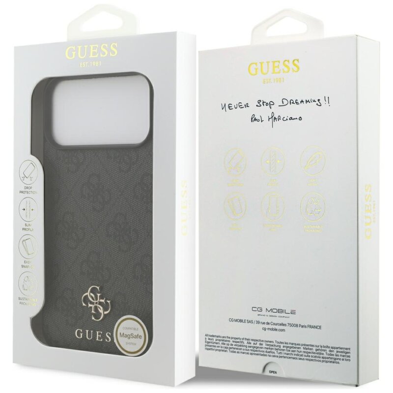 Husa originala Guess iPhone 18 Pro Max Hardcase 4G Small & Classic MagSafe, negru, GUHMP18XP4SM4MK