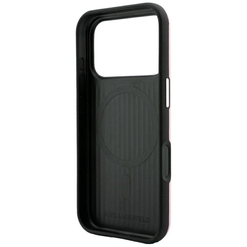 Husa iPhone 17 Pro Karl Lagerfeld Smooth Leather Choupette Sketch MagSafe, roz, KLHMP18L6PWCIKDP
