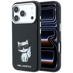 Husa iPhone 17 Pro Karl Lagerfeld Smooth Leather Choupette Sketch MagSafe, negru, KLHMP18L6PWCIKDK
