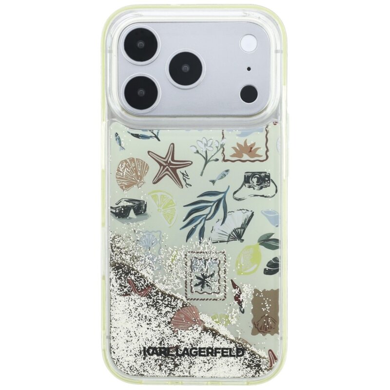 Husa iPhone 17 Pro Karl Lagerfeld Liquid Glitter Beach and Sand, bej
