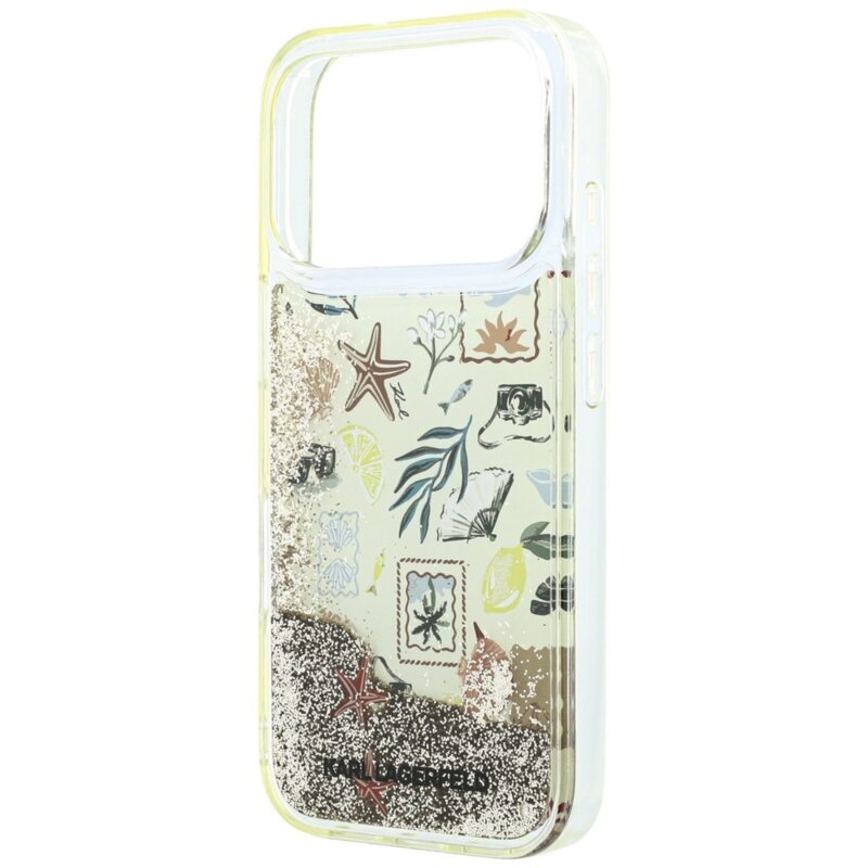 Husa iPhone 17 Pro Karl Lagerfeld Liquid Glitter Beach and Sand, bej