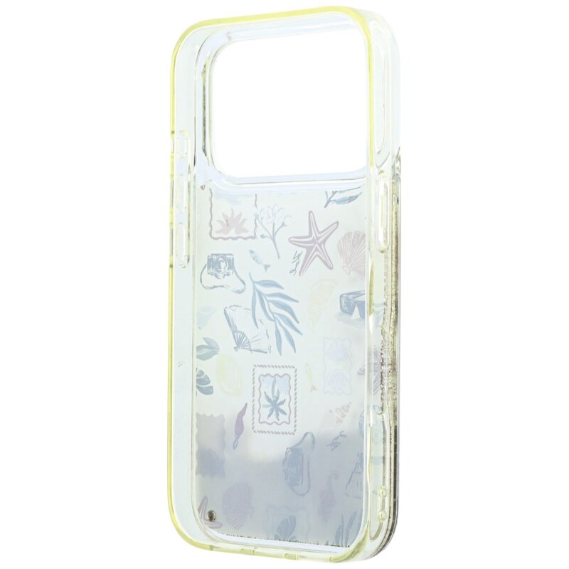 Husa iPhone 18 Pro Max Karl Lagerfeld Liquid Glitter Beach and Sand, bej