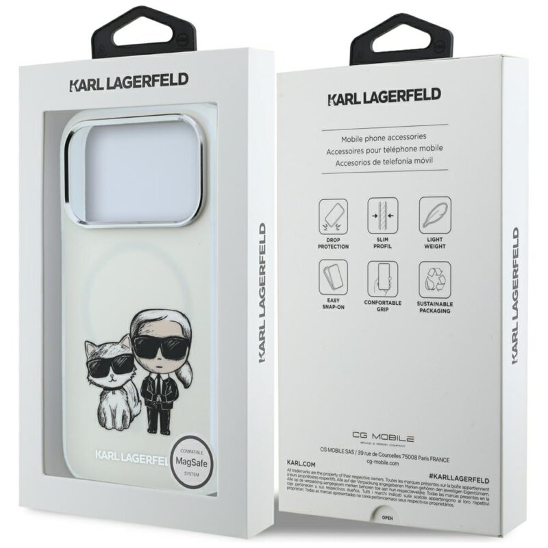 Husa iPhone 18 Pro Karl Lagerfeld IML KC Bodies Sketch Print MagSafe, bej