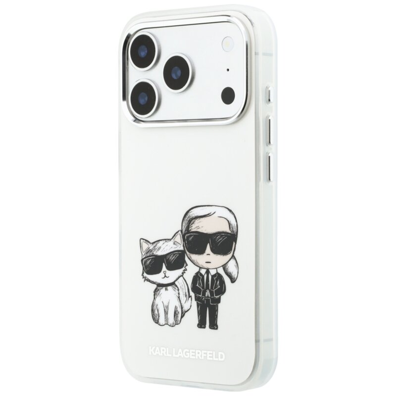 Husa iPhone 17 Pro Karl Lagerfeld IML KC Bodies Sketch Print MagSafe, bej