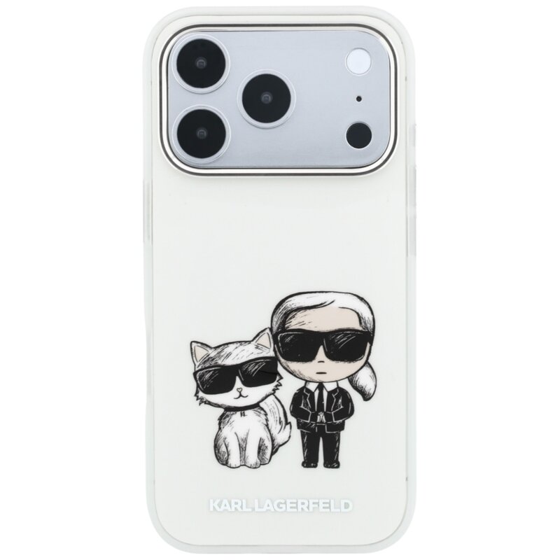 Husa iPhone 17 Pro Karl Lagerfeld IML KC Bodies Sketch Print MagSafe, bej