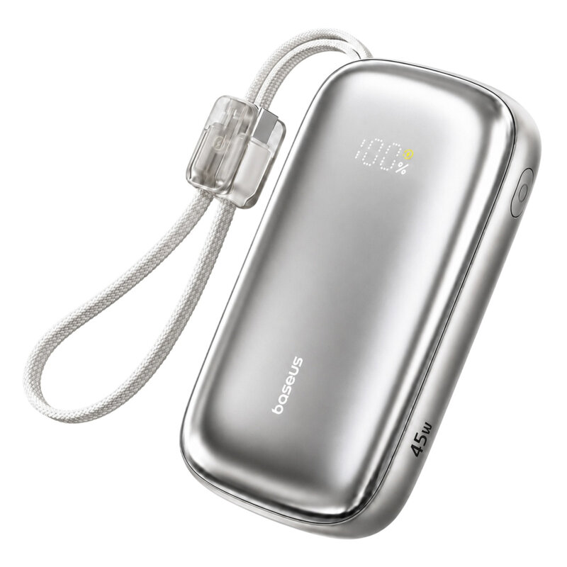 Baterie externa cu cablu 10000mAh Baseus, 45W, bej, E0027Q01
