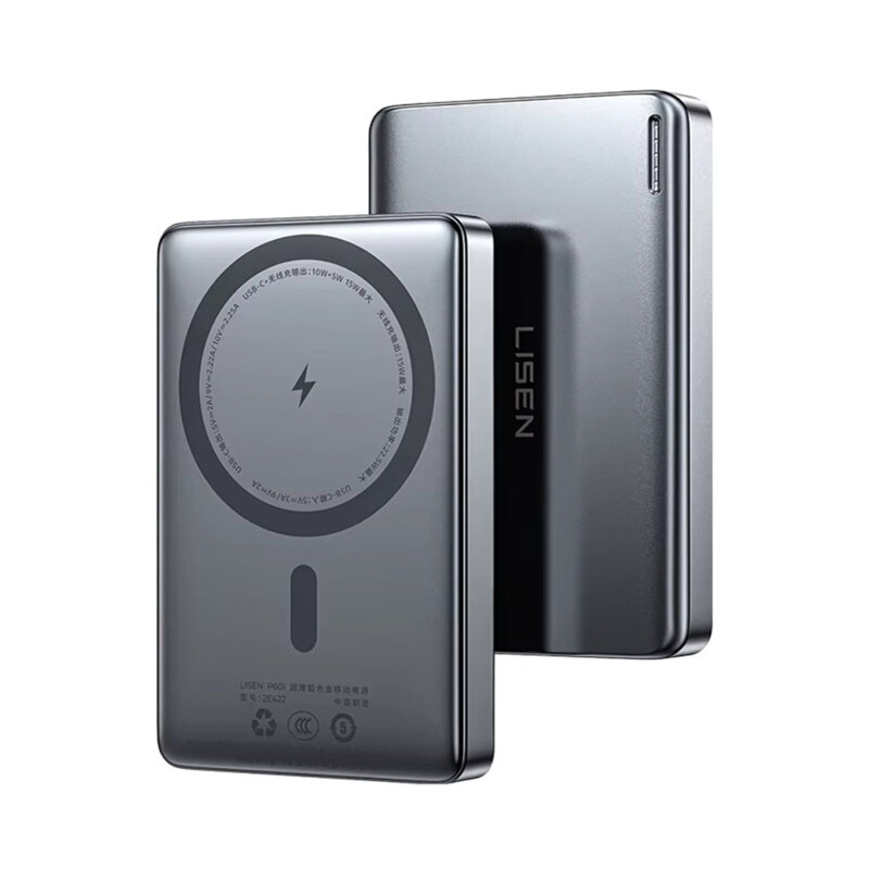 Baterie externa Qi2 magnetica Lisen L601 Pro, 27W, 10000mAh, gri