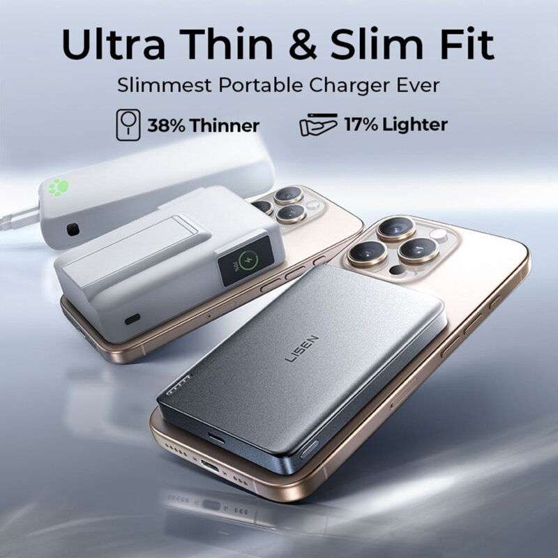Baterie externa Qi2 magnetica Lisen L601 Pro, 27W, 10000mAh, gri