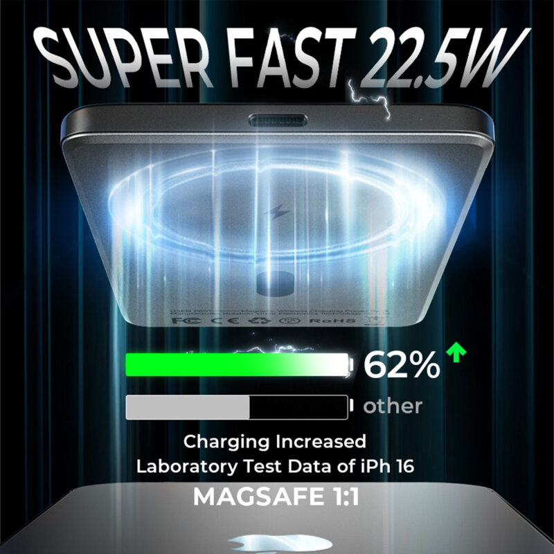 Baterie externa Qi2 magnetica Lisen L601 Pro, 27W, 10000mAh, gri