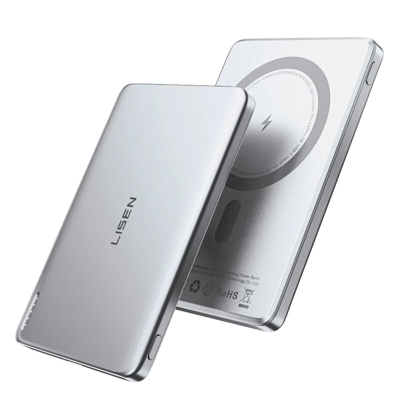 Power bank MagSafe slim, 5000mAh Lisen L601 Pro, 15W, gri