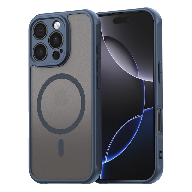 Husa iPhone 16 Pro Max Techsuit HaloFrost II MagSafe, bleumarin