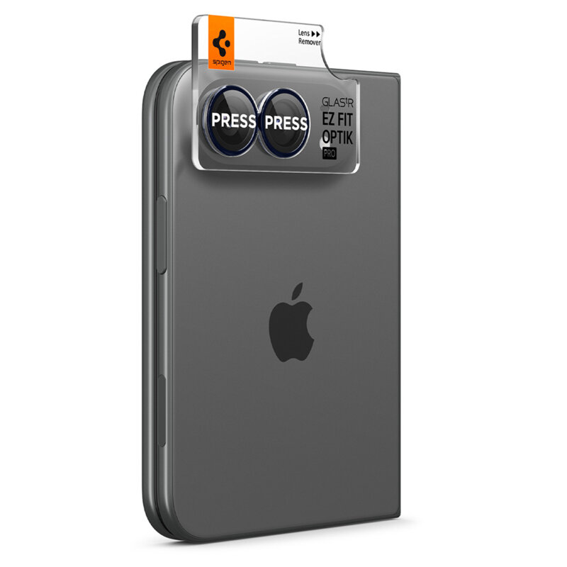 [Pachet 2x] Folie sticla camera iPhone Duo Spigen Glas.tR Optik EZ Fit Pro, negru/albastru