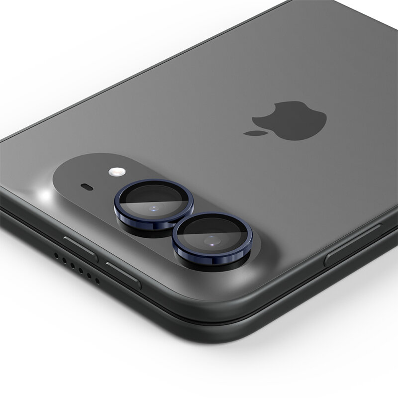 [Pachet 2x] Folie sticla camera iPhone Duo Spigen Glas.tR Optik EZ Fit Pro, negru/albastru