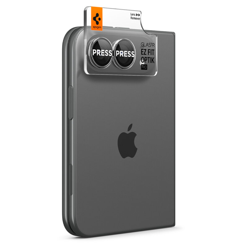 [Pachet 2x] Folie sticla camera iPhone Duo Spigen Glas.tR Optik EZ Fit Pro, argintiu
