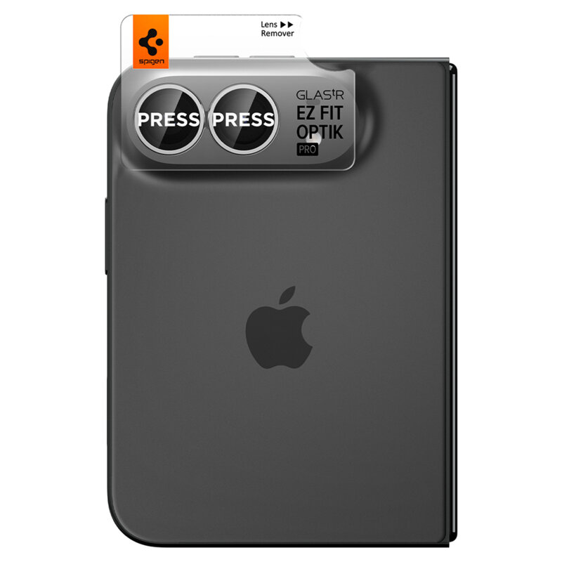 [Pachet 2x] Folie sticla camera iPhone Duo Spigen Glas.tR Optik EZ Fit Pro, argintiu