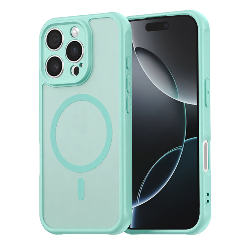 Husa iPhone 16 Pro Techsuit HaloFrost II MagSafe, verde menta