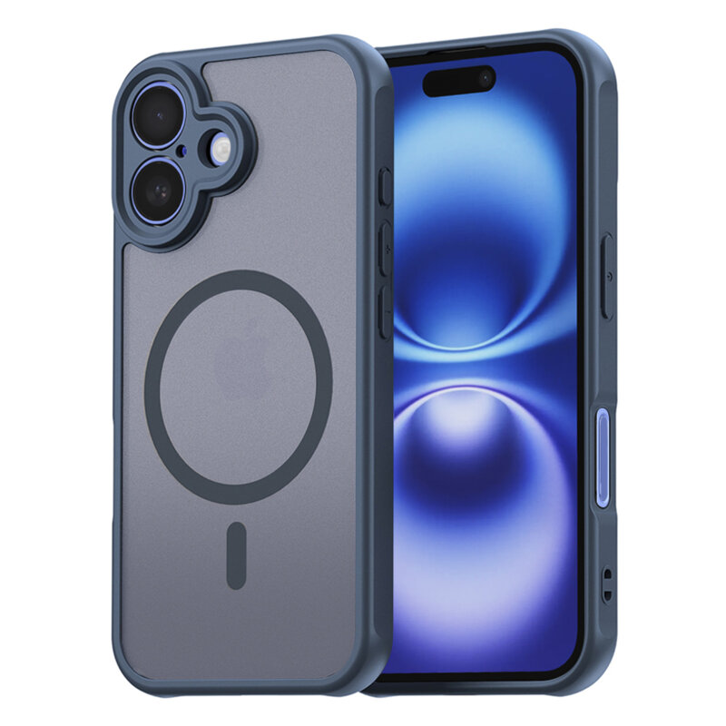 Husa iPhone 16 Techsuit HaloFrost II MagSafe, bleumarin