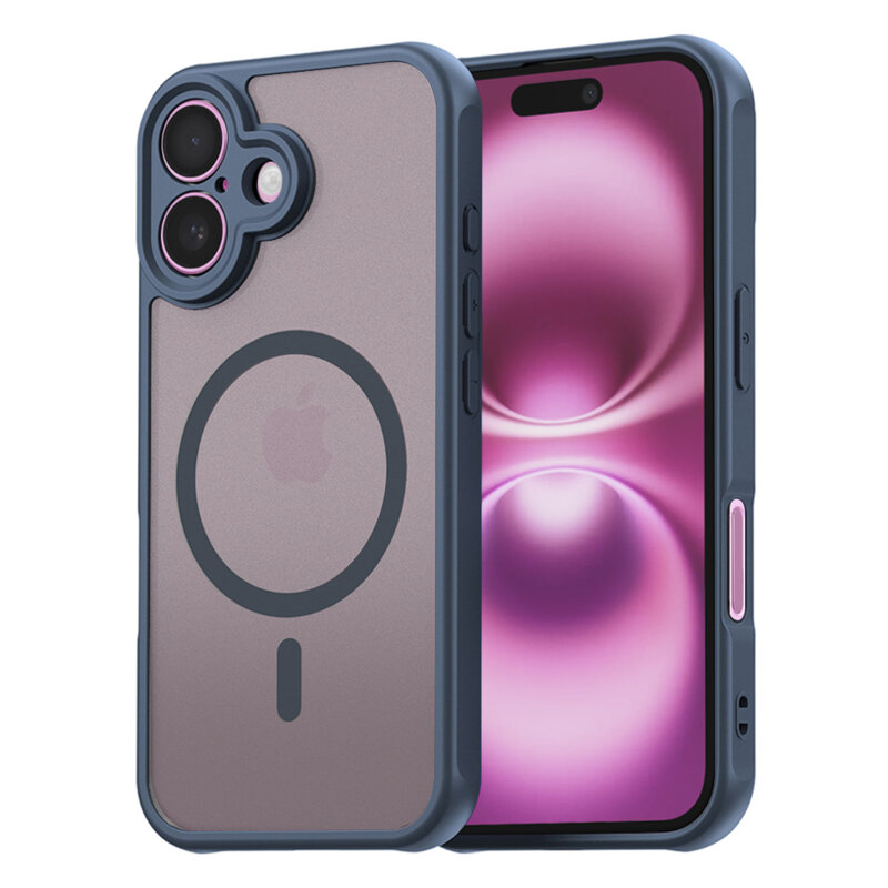 Husa iPhone 16 Plus Techsuit HaloFrost II MagSafe, bleumarin