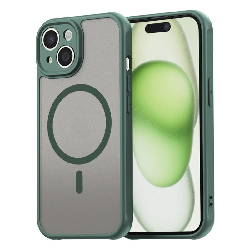 Husa iPhone 15 Plus Techsuit HaloFrost II MagSafe, verde