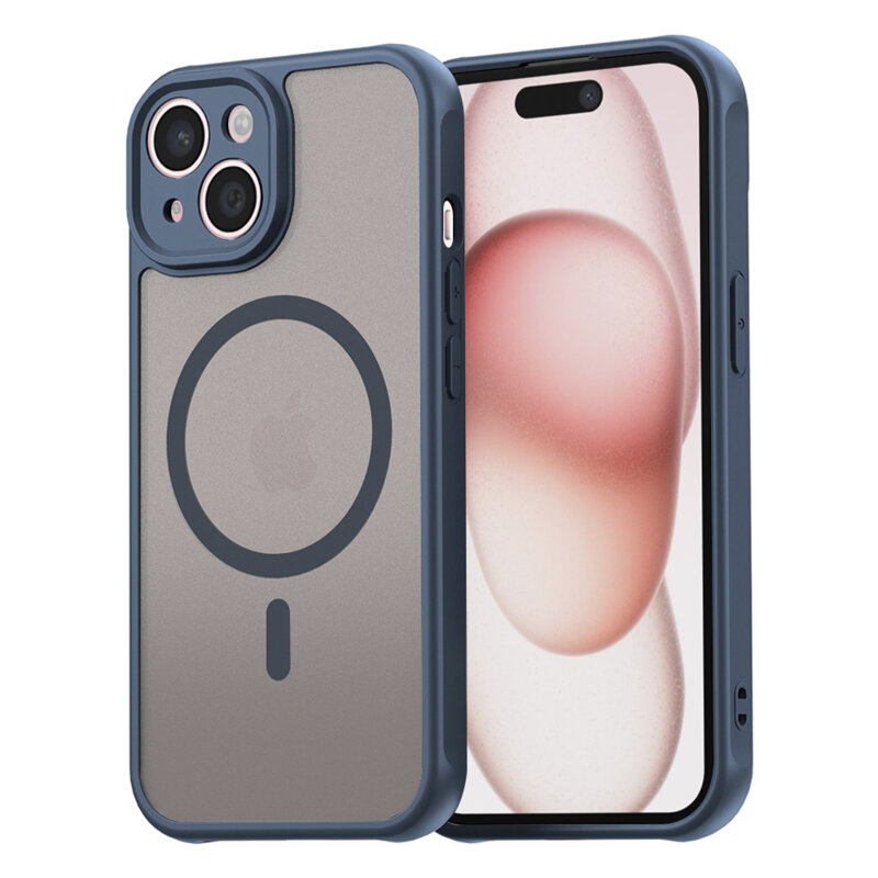 Husa iPhone 15 Techsuit HaloFrost II MagSafe, bleumarin
