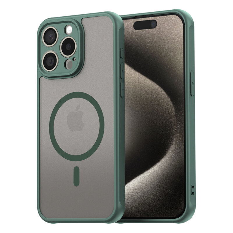 Husa iPhone 15 Pro Max Techsuit HaloFrost II MagSafe, verde