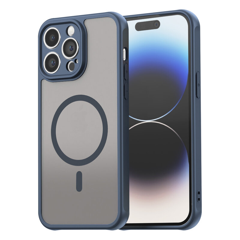 Husa iPhone 14 Pro Techsuit HaloFrost II MagSafe, bleumarin