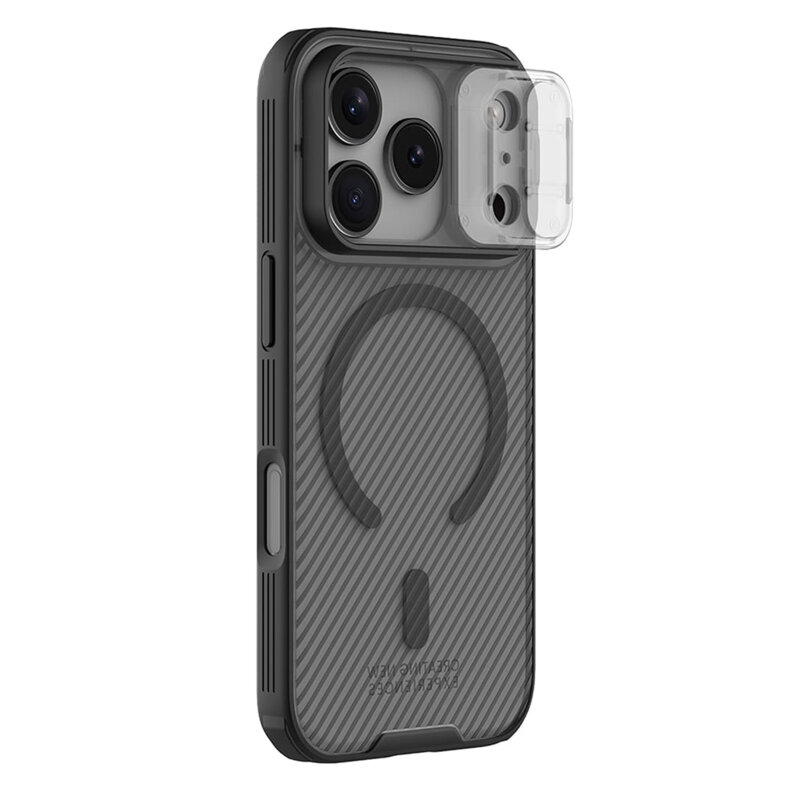 Husa iPhone 18 Pro Max Nillkin CamShield Pro Magnetic, negru/transparenta