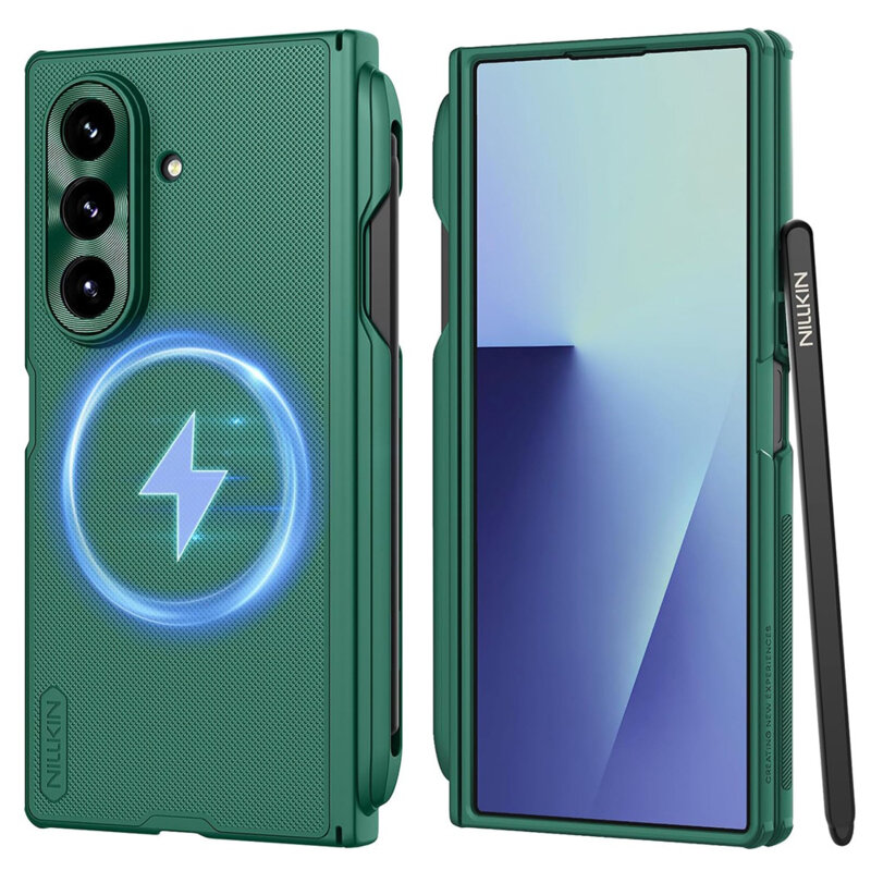 Husa Samsung Galaxy Z Fold7 cu stilou Nillkin Super Frosted Shield Fold Magnetic, verde