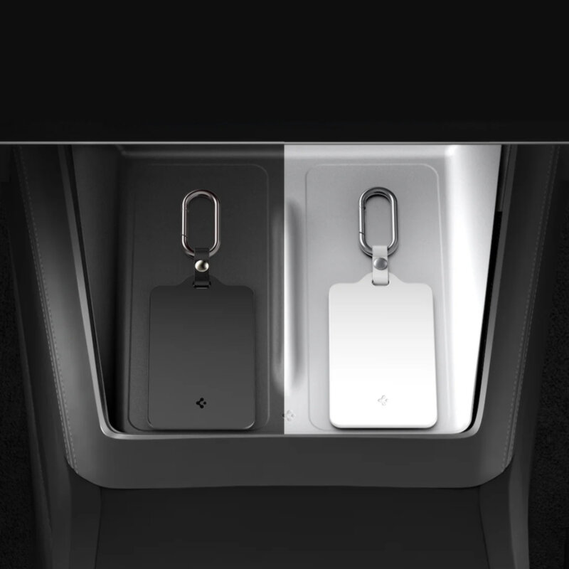 [Pachet 2x] Husa card-cheie Tesla + folie protectie Spigen, alb/negru