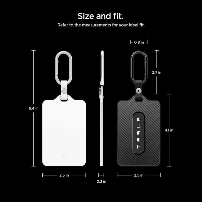 [Pachet 2x] Husa card-cheie Tesla + folie protectie Spigen, alb/negru