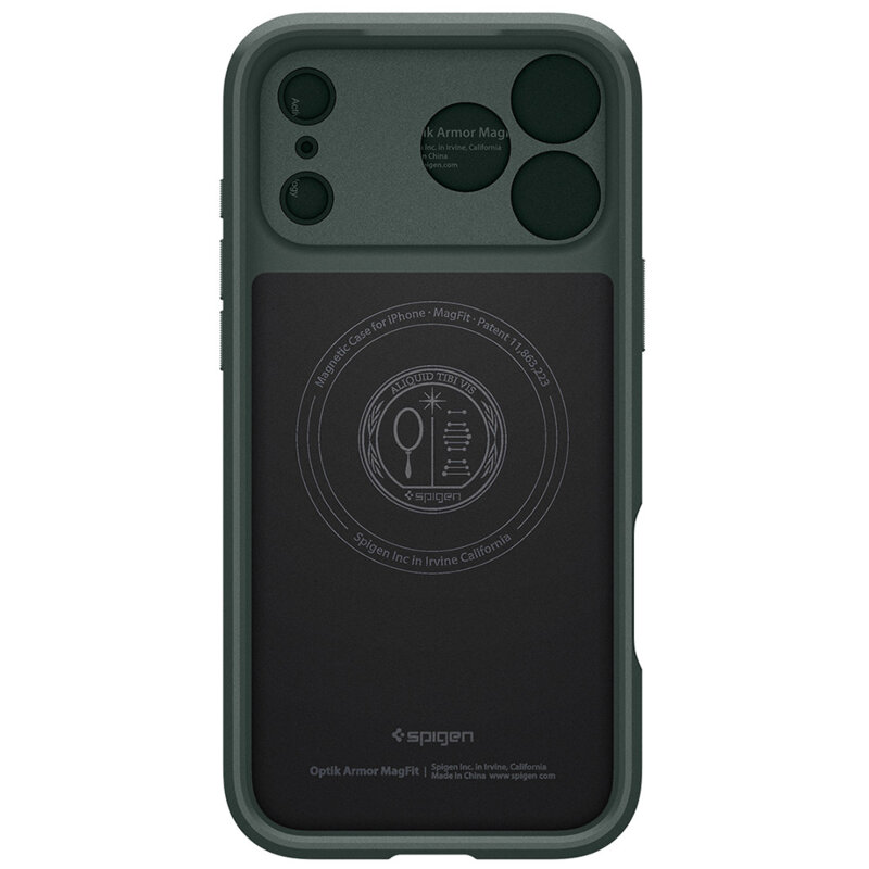 Husa iPhone 17 Pro Spigen Optik Armor MagSafe, verde